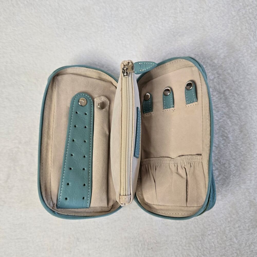 Vintage Day-Timer Leather Jewelry Travel Case Organizer – Zippered Planner Style
